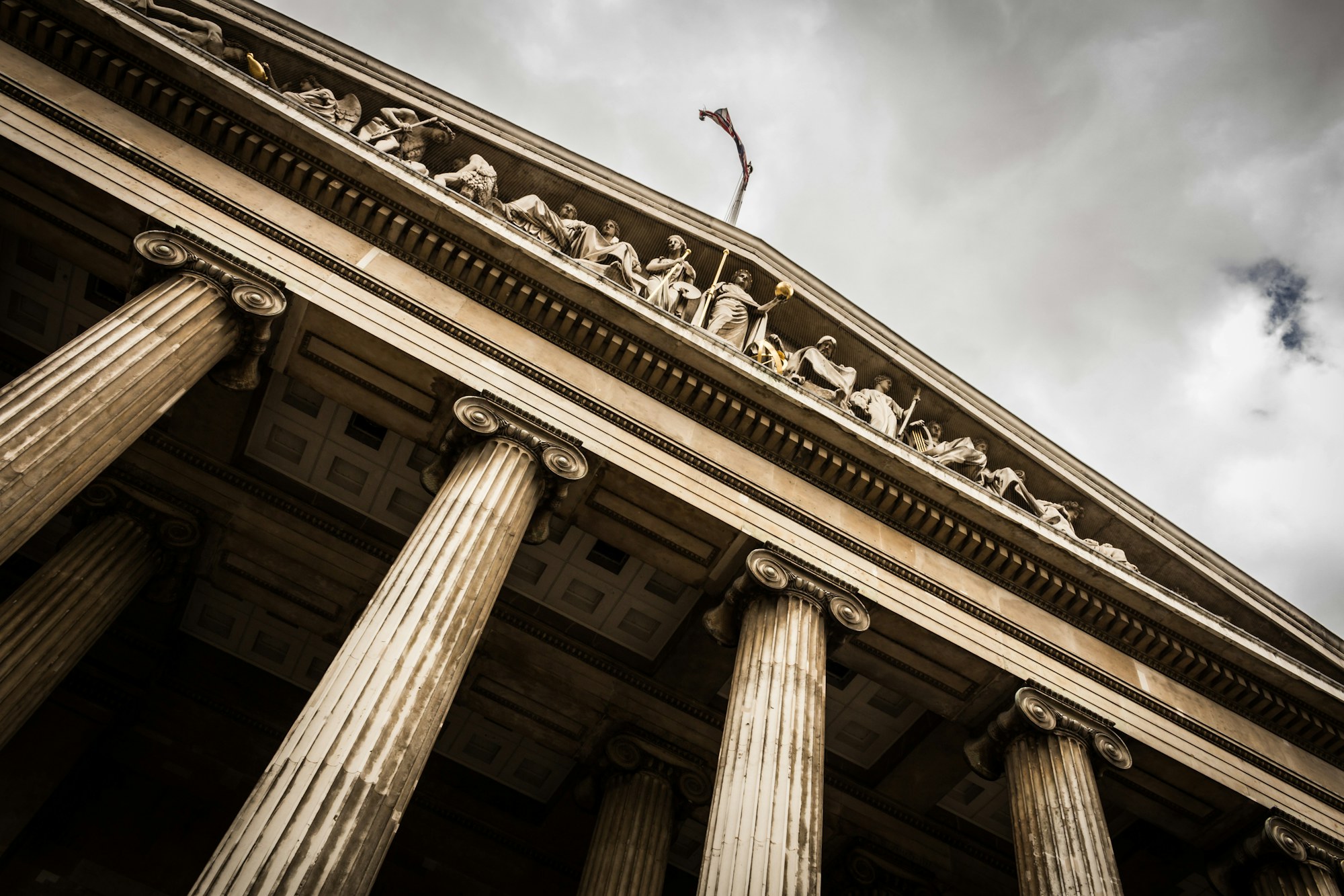 Classical stone columns in daylight